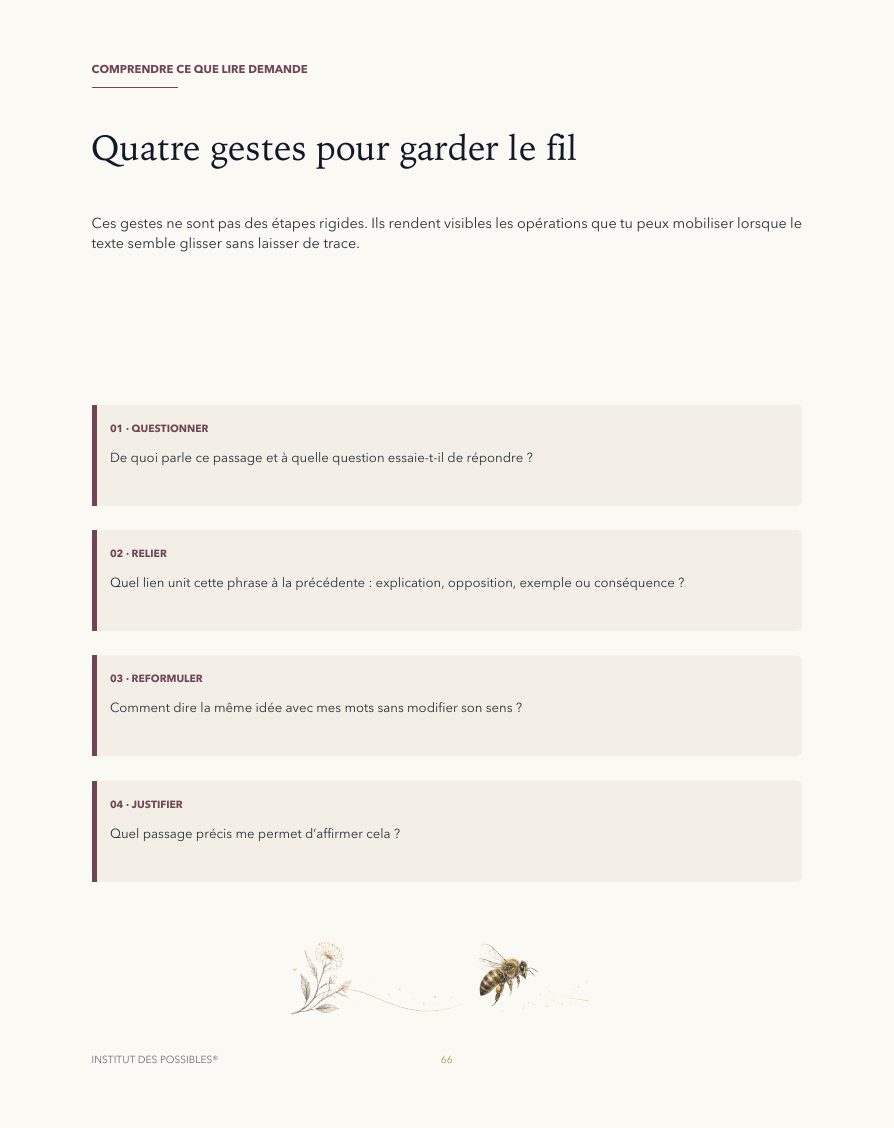 Page intérieure d’un carnet de travail sur l’enseignement